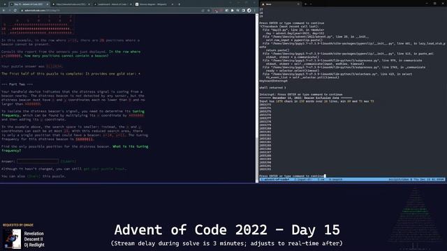 Advent of Code 2022 - Day 15 (Python, 762/3211) смотреть онлайн
