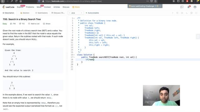 Leetcode 700 Search in a Binary Search Tree Java Solution смотреть онлайн