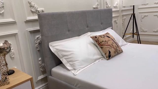 Кровать двуспальная с мягким изголовьем 160х200 жемчужно-серая Соната смотреть онлайн
