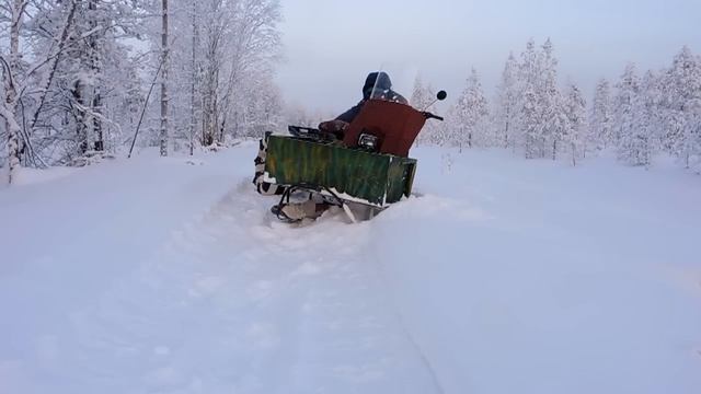 Самодельный снегоход. Прицеп для снегохода. Еду в лес. смотреть онлайн
