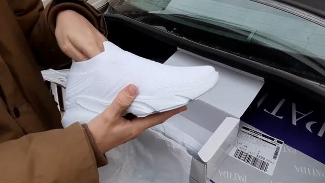 РАСПАКОВКА кроссовки женские белые без шнурка! Обзор! Посылка! Совместные покупки смотреть онлайн