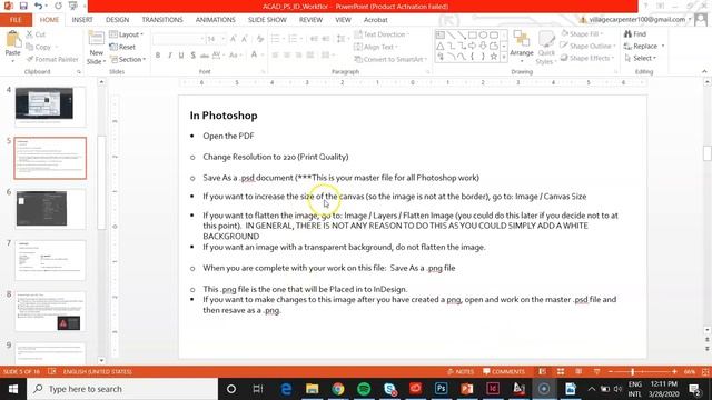 ACAD / Photoshop / InDesign Project Workflow
