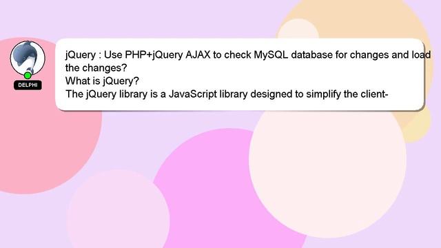 jQuery : Use PHP+jQuery AJAX to check MySQL database for changes and load the changes? смотреть онлайн
