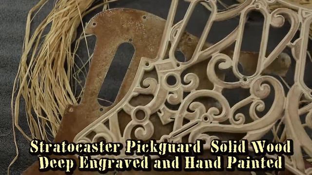 Double Stratocaster Pickguard SSS 11 Hole Cream Wood Grid with Rusty Aluminum Shield Relic Aged смотреть онлайн