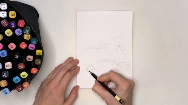 Рисуем коробку с подарком. Как нарисовать подарок. Урок рисования. Новогодние подарки фломастерами. смотреть онлайн