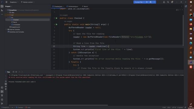 Checked and Unchecked Exceptions in Java смотреть онлайн