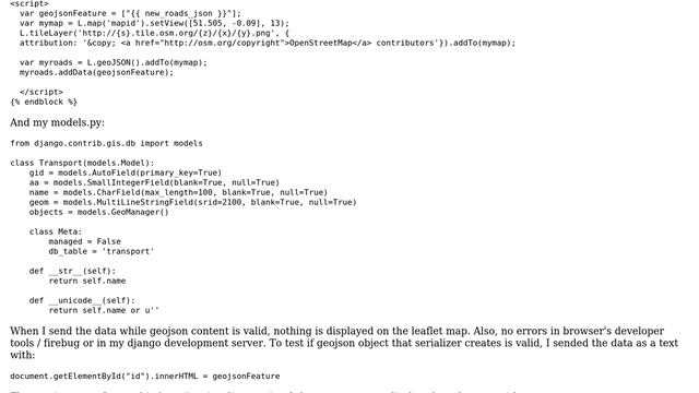 GIS: Unable to display geojson data on a leaflet map in a Django app смотреть онлайн