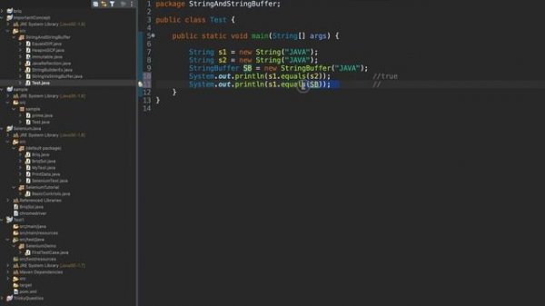 equals method in Java String class explained by example #java #strings #concept