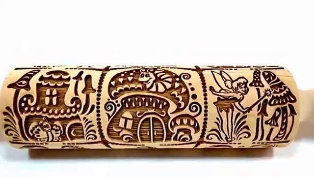 Fairy Mushrooms Embossed Rolling Pin,Textured Cookies,Christmas Gift,Ceramic Roller Pottery,Handmad смотреть онлайн