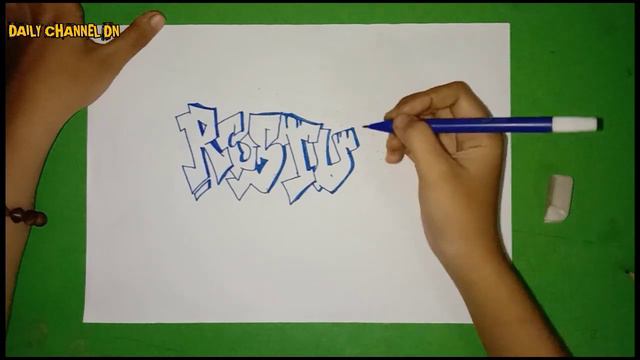 HOW TO DRAW GRAFFITI TUTORIAL NAME RESTU || Daily channel DN смотреть онлайн