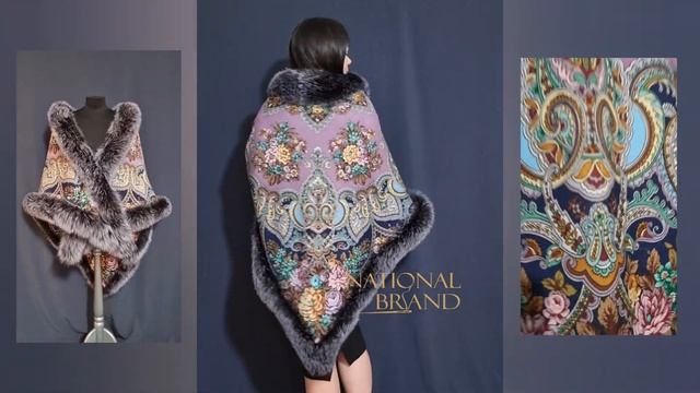 Павлопосадский платок "Майя" с мехом лисы блюфрост смотреть онлайн