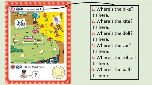 Kid's Box Starter - Unit 4 - My Toys - 9 - Listen and stick. смотреть онлайн