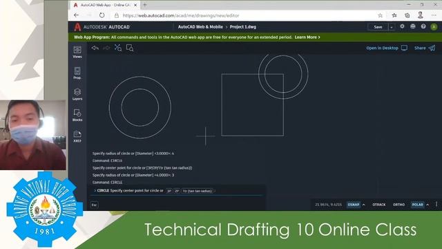 Technical Drafting 10 - Creating Circle in Web AutoCAD смотреть онлайн