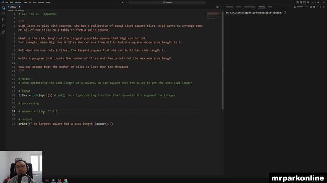 Squares (CCC 2004 J1) | Python Basics смотреть онлайн