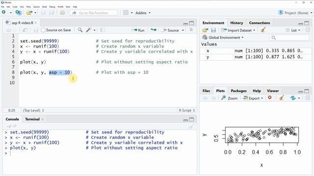 Set Aspect Ratio in R Plot (2 Example Codes) | asp Option of Scatterplot & Barplot | plot Function смотреть онлайн