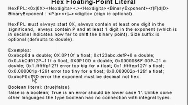 Java Tutorial 1.3 Primitives & Literals Part 3/7 - hex FPL & char literals смотреть онлайн