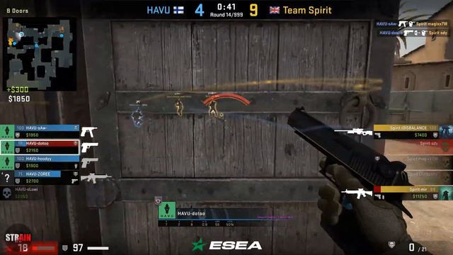 HAVU vs Team Spirit Highlights [Dust2] - ESEA MDL S32 Semi Final смотреть онлайн