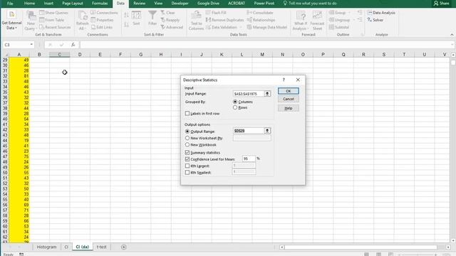 Excel - Confidence interval for a mean (via Data Analysis) смотреть онлайн