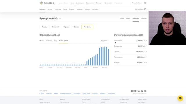 Тинькофф Инвестиции - Мои результаты за год. Инвестиционный портфель август 2021. Сколько заработал