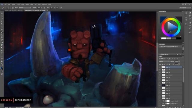 Hell Boy ● Digital Art Process in Photoshop [SephirothArt] смотреть онлайн