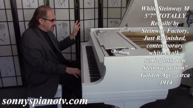 White Steinway Piano M 5'7" TOTALLY Rebuilt by Steinway Factory, new Steinway Renner action" $1995 смотреть онлайн