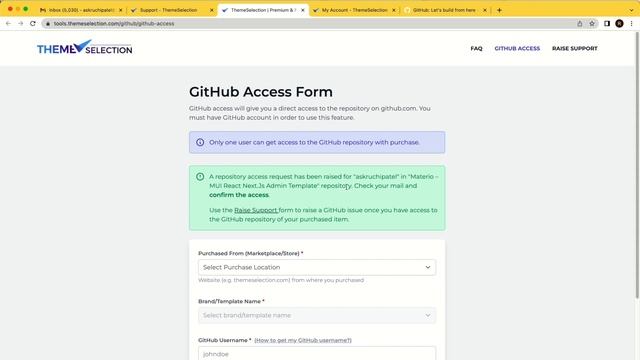 ThemeSelection Support (How to get GitHub private repo access and raise support?) смотреть онлайн