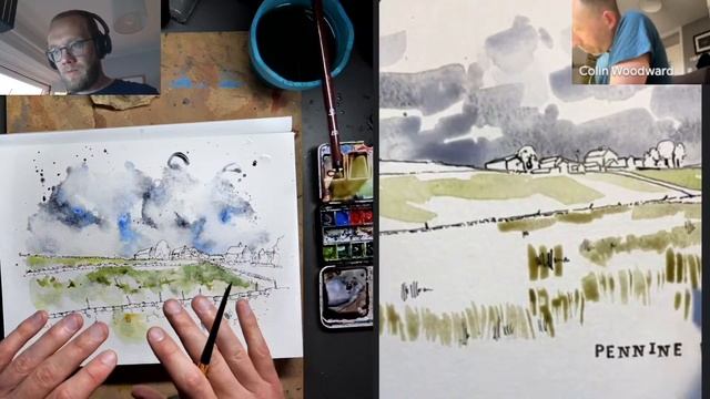 Sketch and Chat - How to Sketch and Paint a Simple Landscape - Ink and Watercolour Techniques смотреть онлайн