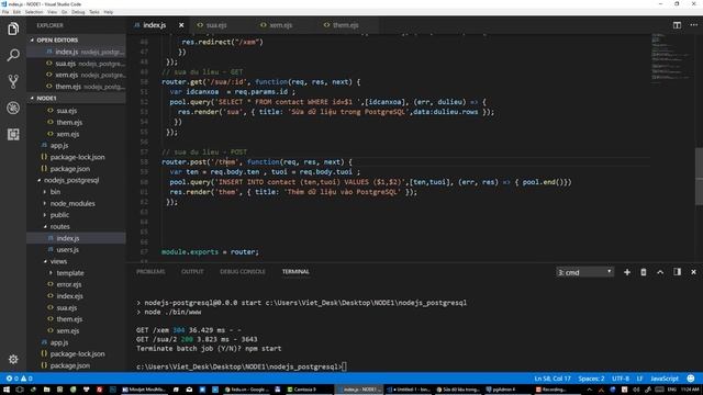 Bài 101 Bài toán cuối cùng sửa dữ liệu PostgreSQL từ Node js смотреть онлайн