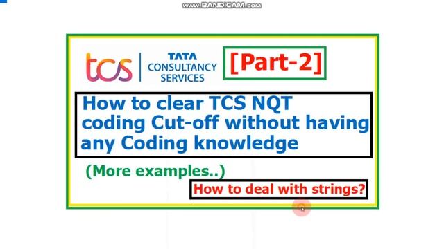 [PART-2] How to clear TCS NQT Coding Cut-off without having any Coding knowledge? 100% Guarantee смотреть онлайн