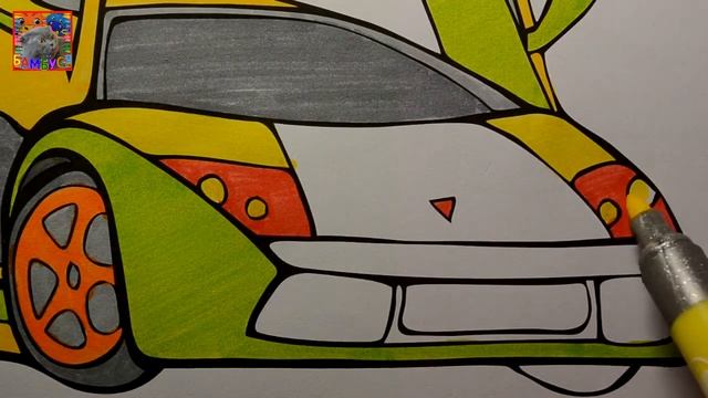 Крылатые машины летят, летят, летяяят! Раскраска Coloring with markers by BAMBUSYA winged car смотреть онлайн