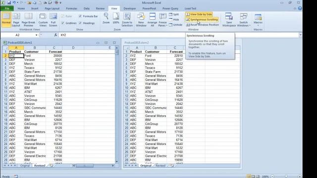 Excel - Compare 2 Worksheets Side by Side - Episode 1818 смотреть онлайн