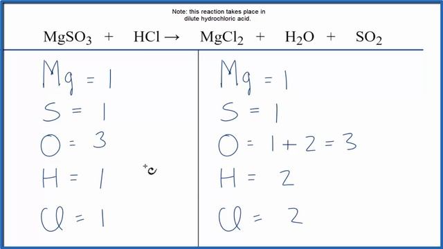 How to Balance MgSO3 + HCl = MgCl2 + H2O + SO2 (Magnesium sulfite + Hydrochloric acid) смотреть онлайн