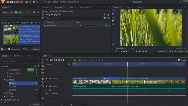 HitFilm Express. Урок за 2 минуты. Как добавить переход в видео. смотреть онлайн