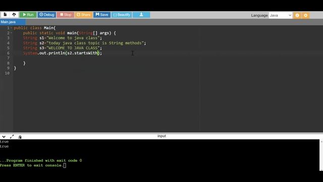 String Methods | regionMatches(), startsWith(), endsWith(), compareTo(), compareToIgnoreCase() смотреть онлайн