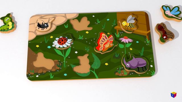 Learn Insects For Kids. Cartoons For Babies And Toddlers. Baby Toys: Puzzle With Insects