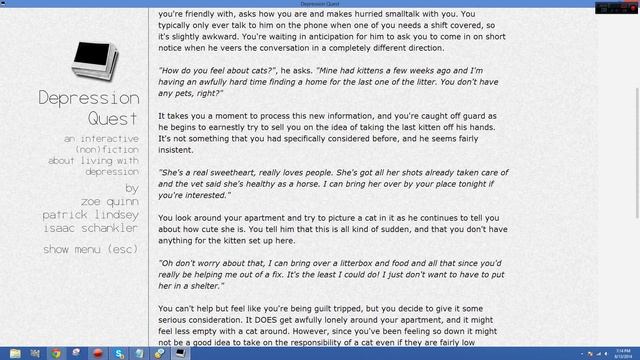 Depression Quest - Gameplay Walkthrough - Part 9 (A Pet) смотреть онлайн