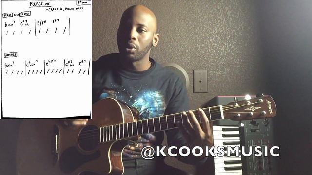 Please Me - Cardi B feat. Bruno Mars Acoustic Guitar Tutorial смотреть онлайн