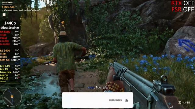 Far Cry 6 | RX 6600 + RYZEN 5 3600 | (RTX ON/OFF) + FSR | 1080p - 1440p смотреть онлайн
