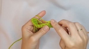 лицевая гладь крючком поворотными рядами