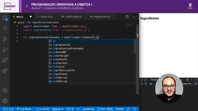 [Introdução à POO com JS] Aula 07 - Coleções e Interfaces Gráficas смотреть онлайн