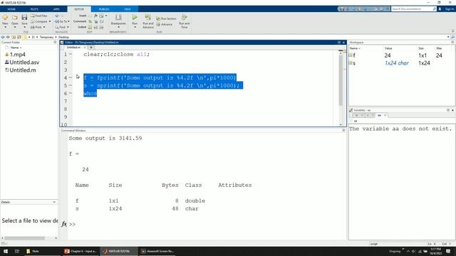 Ch6: Input and Output Data (input, disp, fprintf, sprintf, save/load, xlsread/xlswrite, Debug) смотреть онлайн