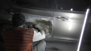 Дверь рихтовка без споттера шпаклюем и грунтуем