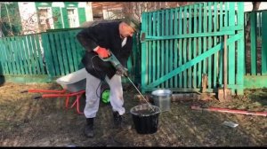1 часть установка столбов из сантехнических труб для ворот (лайфхак) и ёжик НАЧАЛО!