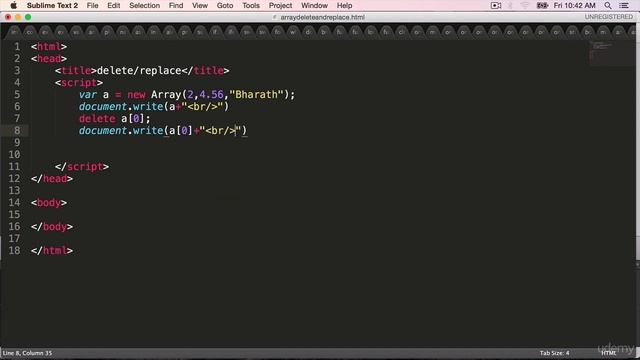 JavaScript Arrays delete and replace functions смотреть онлайн