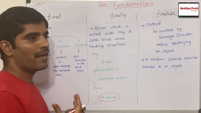 # 68 final finally and finalize in Java | final vs finally vs finalize in java | Java | RedSysTech смотреть онлайн