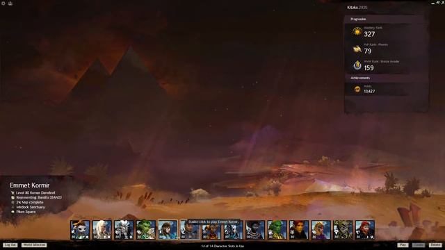 Path Of Fire Theme, Character Selection Screen, My Characters - Guild Wars 2