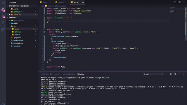 [REACT] ALTERANDO THEMA ESCURO E CLARO COM STYLED-COMPONENTS E LOCALSTORAGE смотреть онлайн