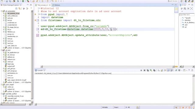 Automate Active Directory Using Python|How To Set AD User Account Expiration Date|Part:12 смотреть онлайн