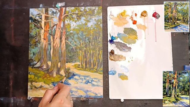 ? ЧАСТЬ - 2 КАК НАПИСАТЬ ЛЕС МАСЛОМ. Подробный мастер класс смотреть онлайн