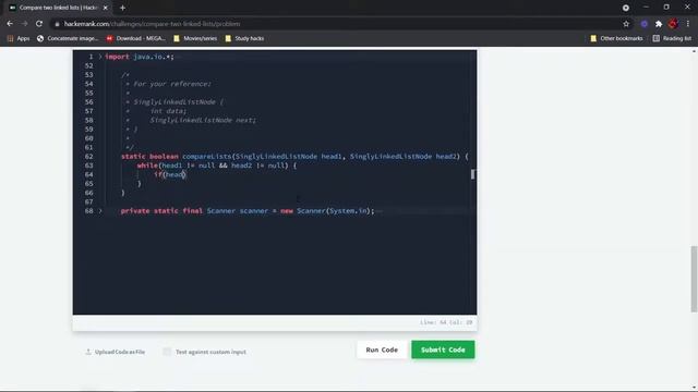 HackerRank Compare two linked lists Solution Explained - Java смотреть онлайн